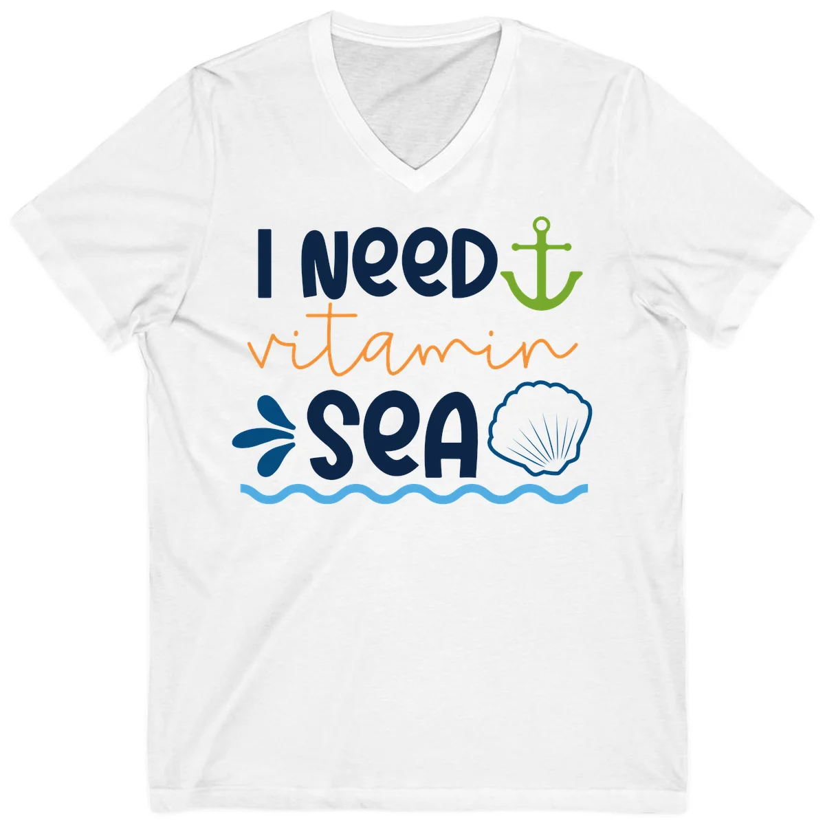 I Need Vitamin Sea V-Neck T-Shirt for Cruise Lovers in White