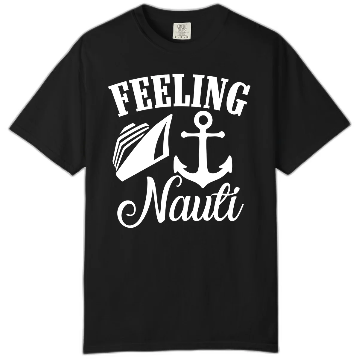 Feeling Nauti Anchor & Sailboat Comfort Color in Black