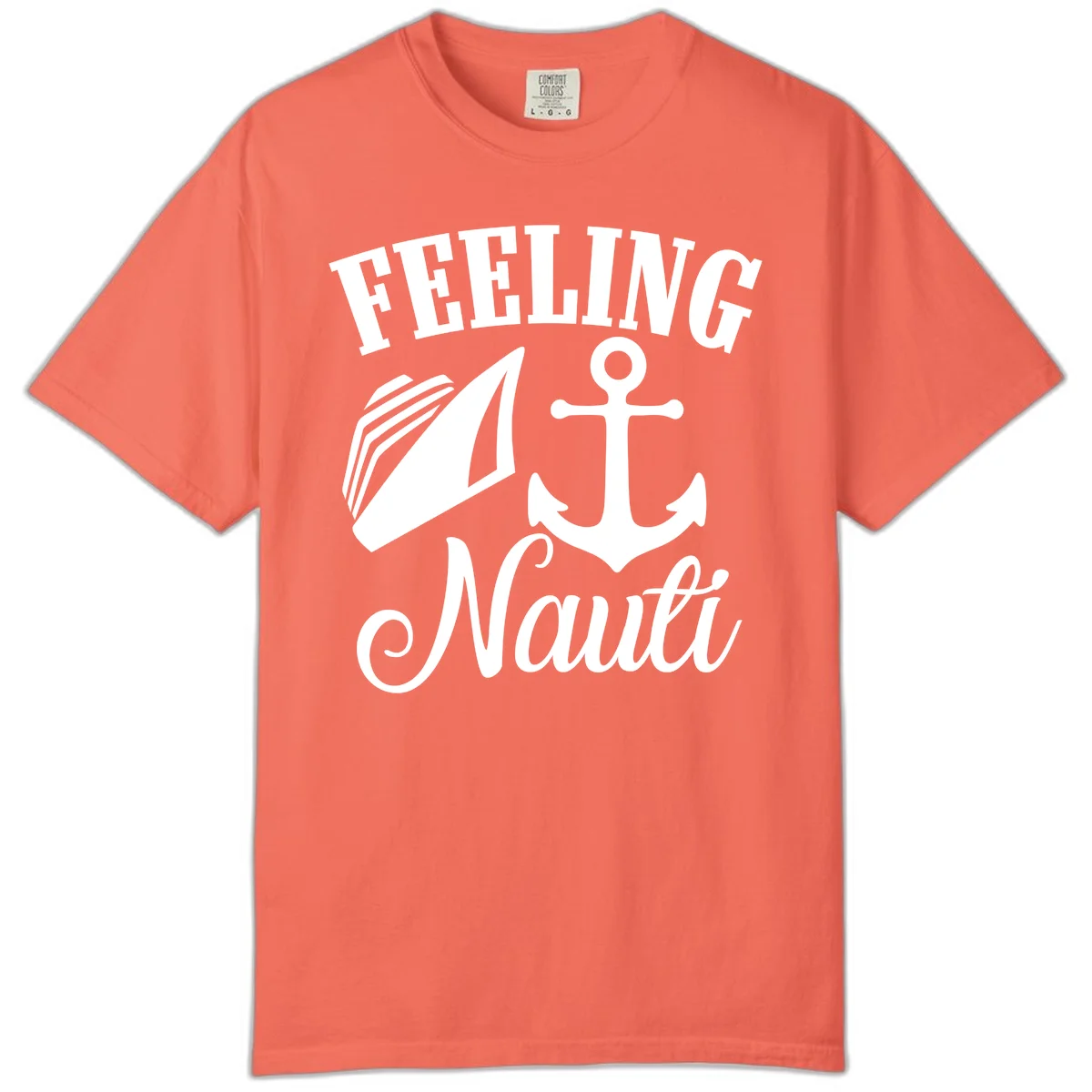 Feeling Nauti Anchor & Sailboat Comfort Color in Bright Salmon