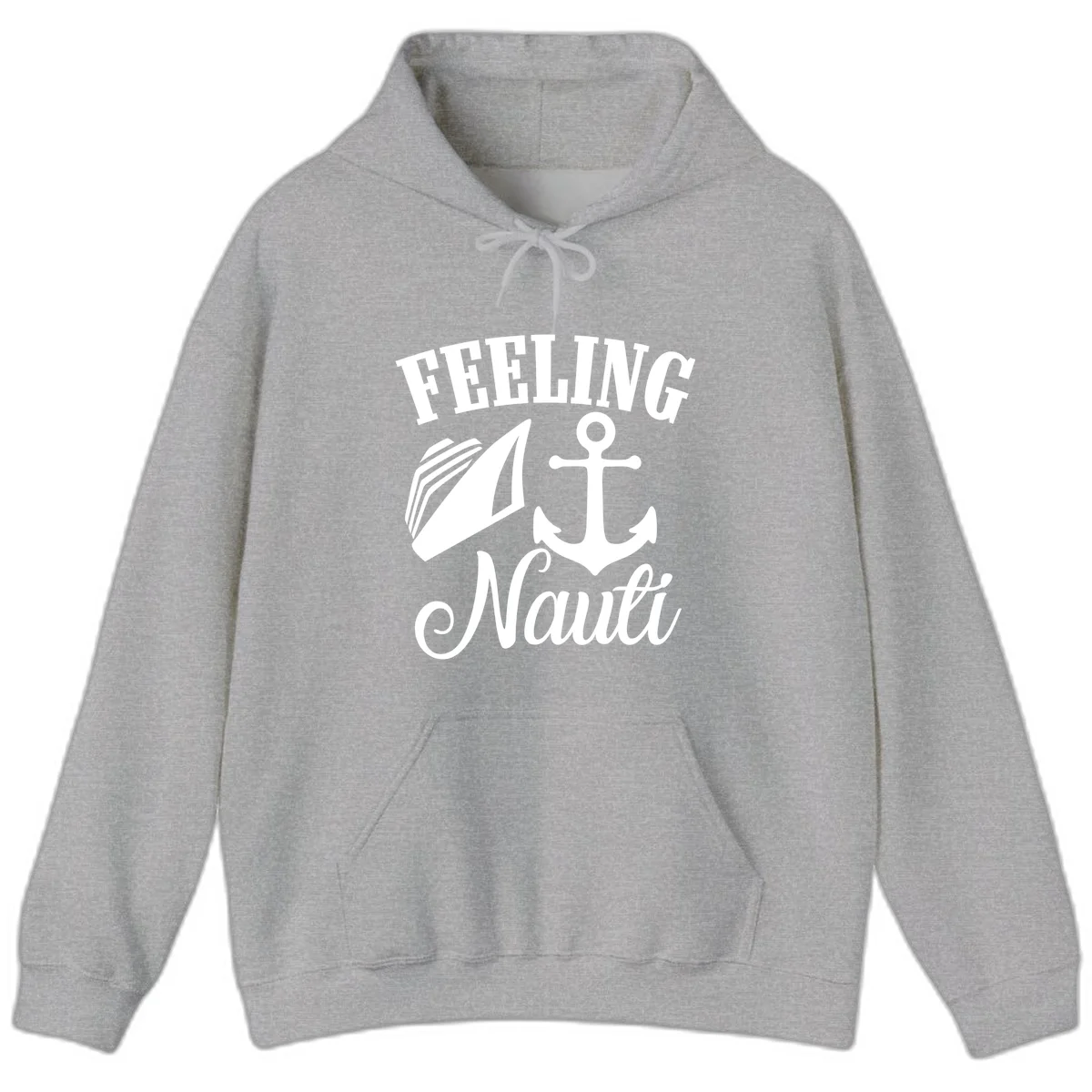 Feeling Nauti Anchor & Sailboat Hoodie in Sport Grey