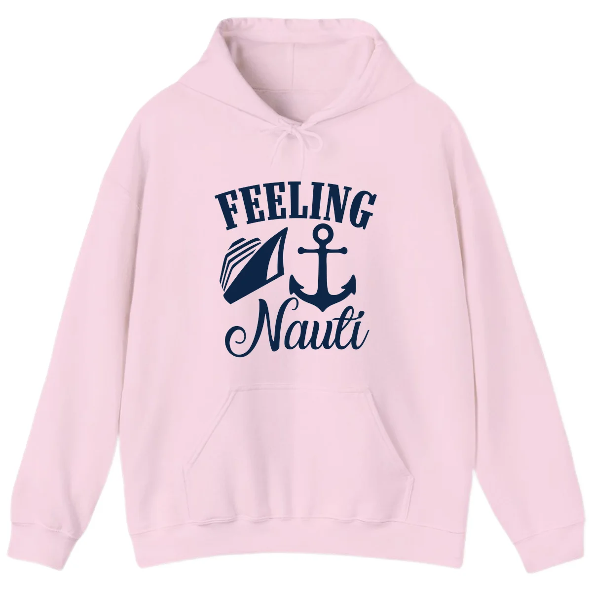 Feeling Nauti Anchor & Sailboat Hoodie in Light Pink