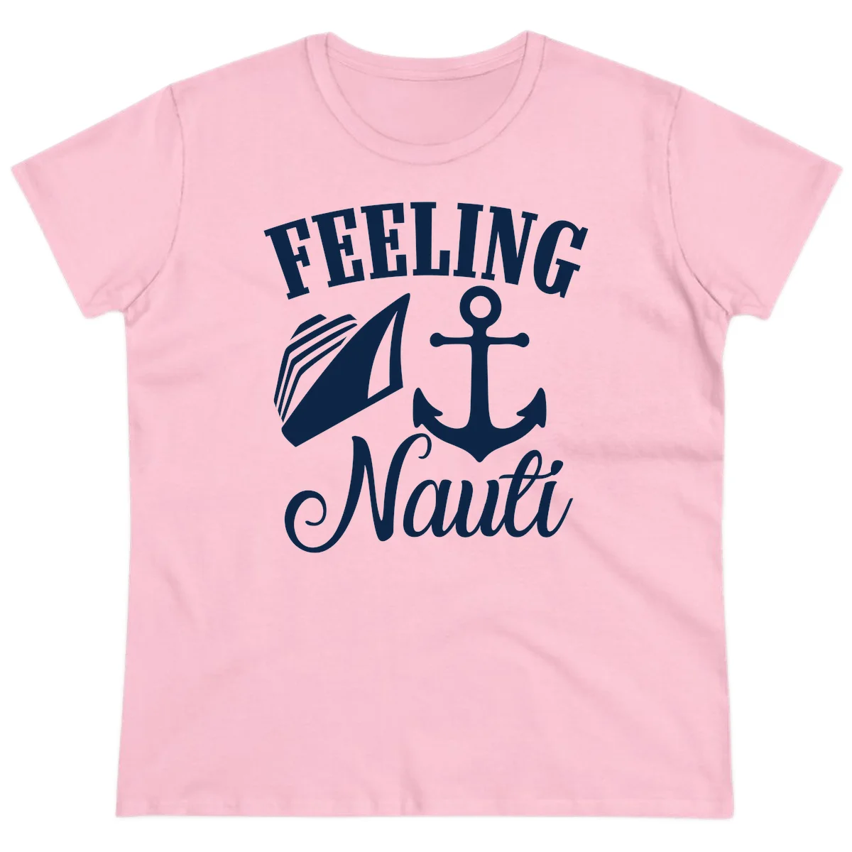 Feeling Nauti Anchor & Sailboat Ladies Tee in Light Pink