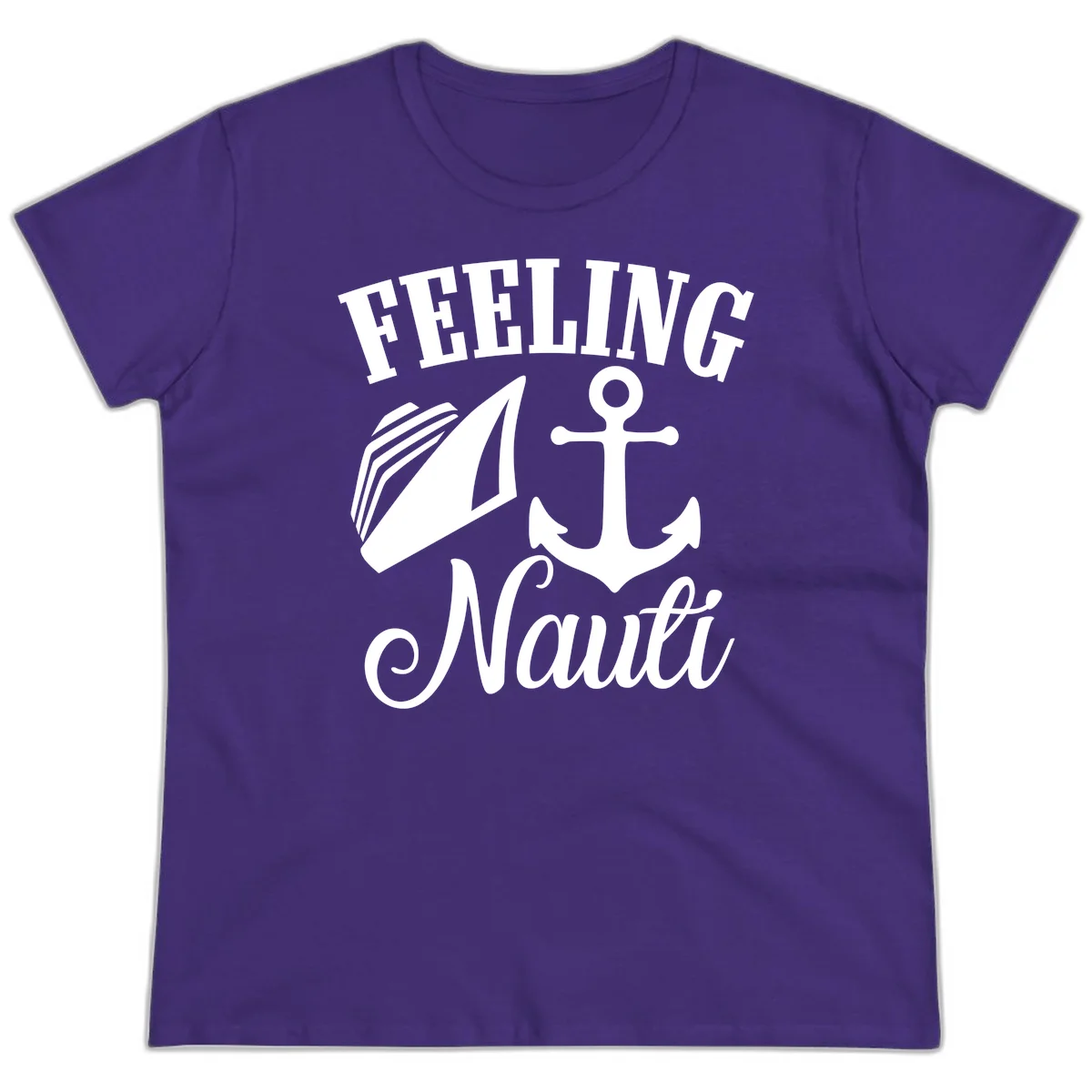 Feeling Nauti Anchor & Sailboat Ladies Tee in Purple