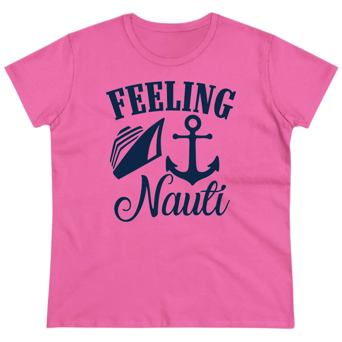 Feeling Nauti Anchor & Sailboat Ladies Tee in Azalea