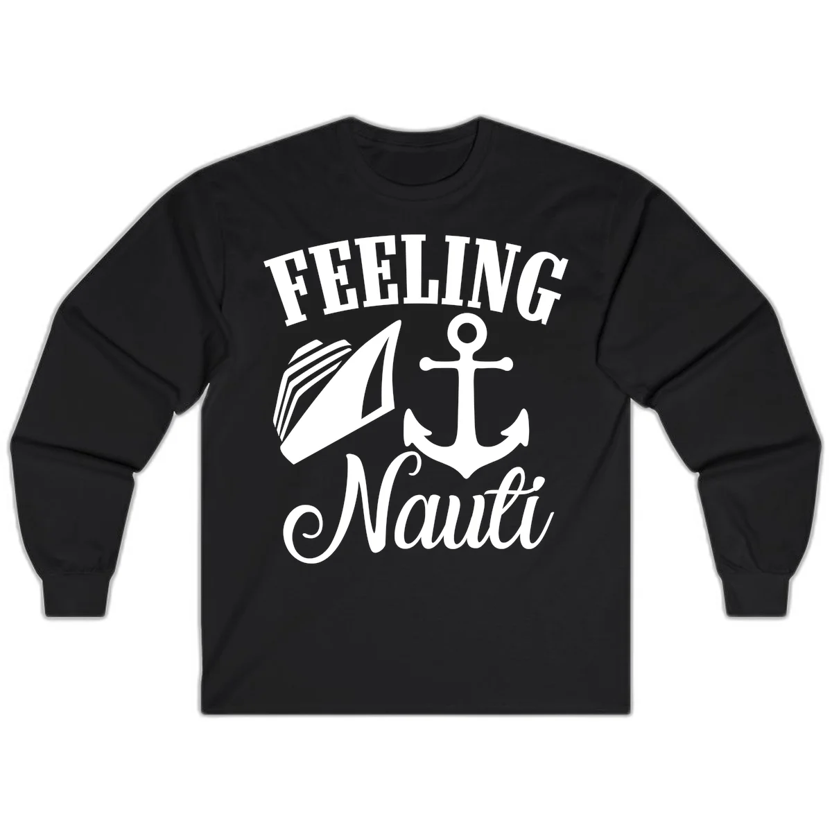 Feeling Nauti Anchor & Sailboat Long Sleeve in Black