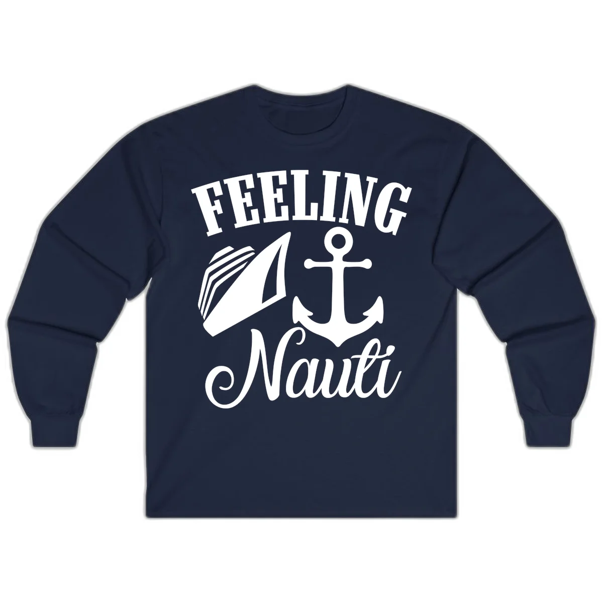Feeling Nauti Anchor & Sailboat Long Sleeve in Navy