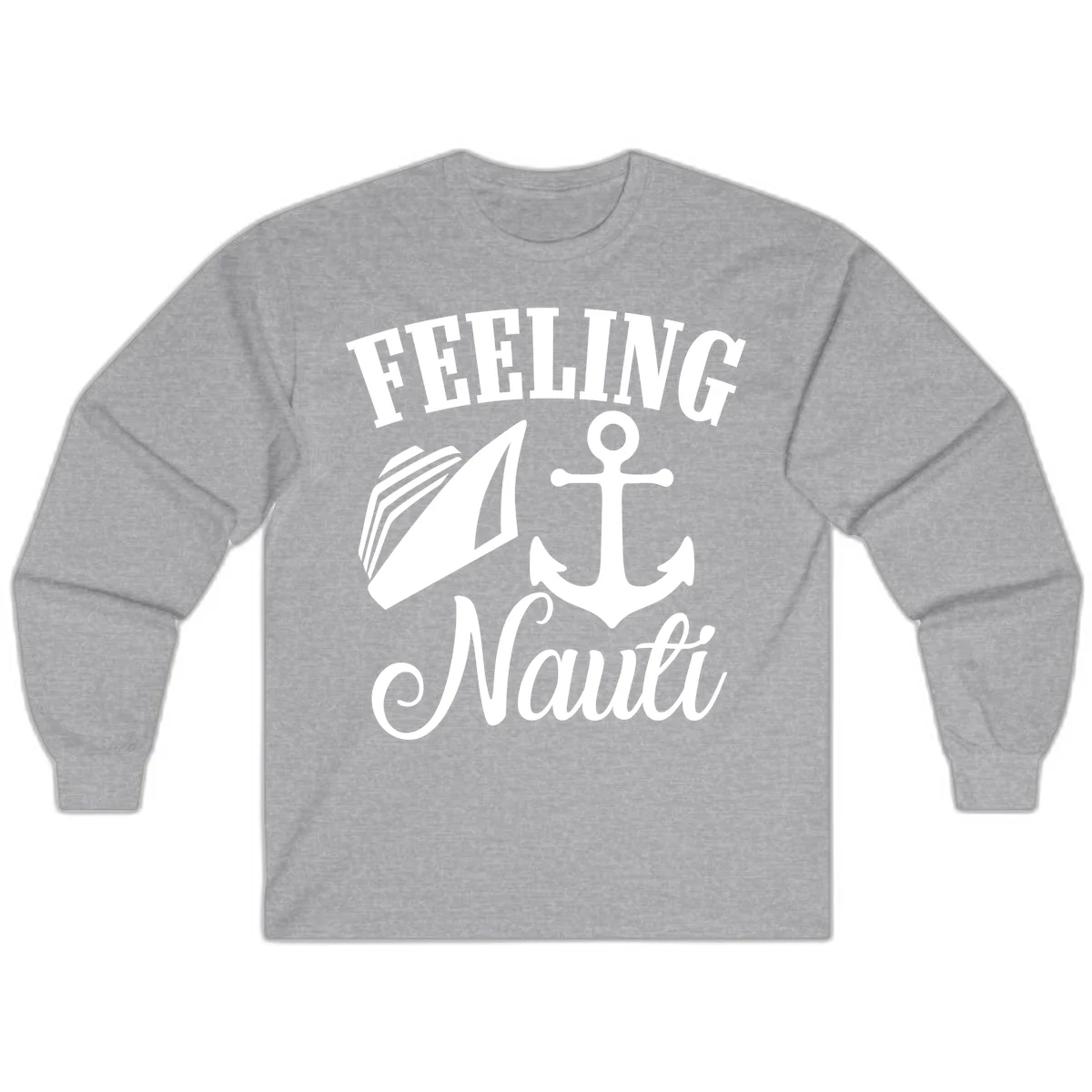 Feeling Nauti Anchor & Sailboat Long Sleeve in Sport Grey
