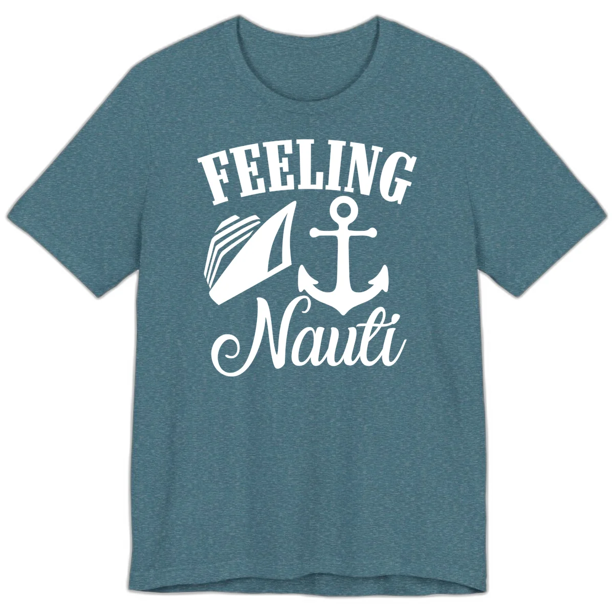 Feeling Nauti Anchor & Sailboat Premium T-Shirt in Heather Deep Teal