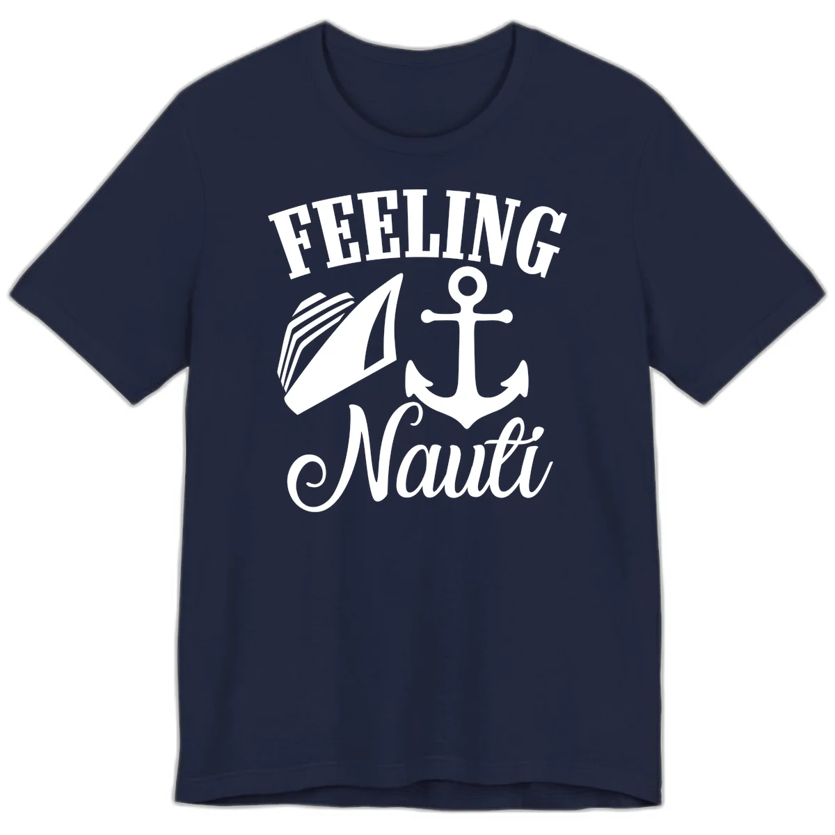 Feeling Nauti Anchor & Sailboat Premium T-Shirt in Navy