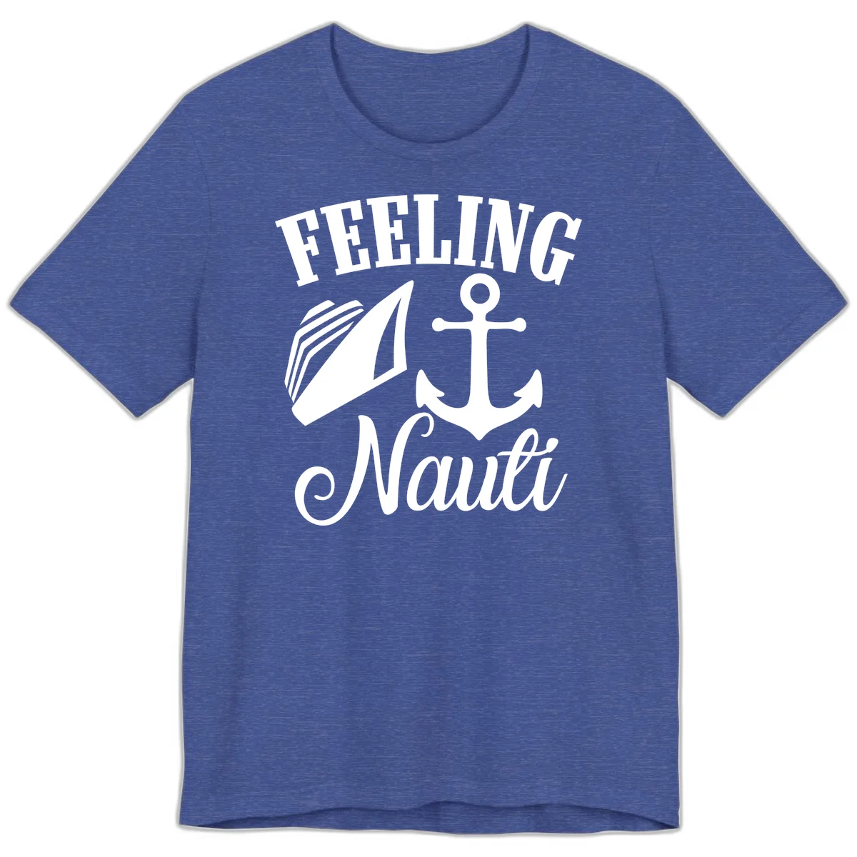 Feeling Nauti Anchor & Sailboat Premium T-Shirt in Heather True Royal