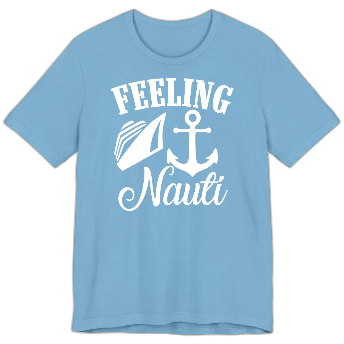 Feeling Nauti Anchor & Sailboat Premium T-Shirt in Ocean Blue