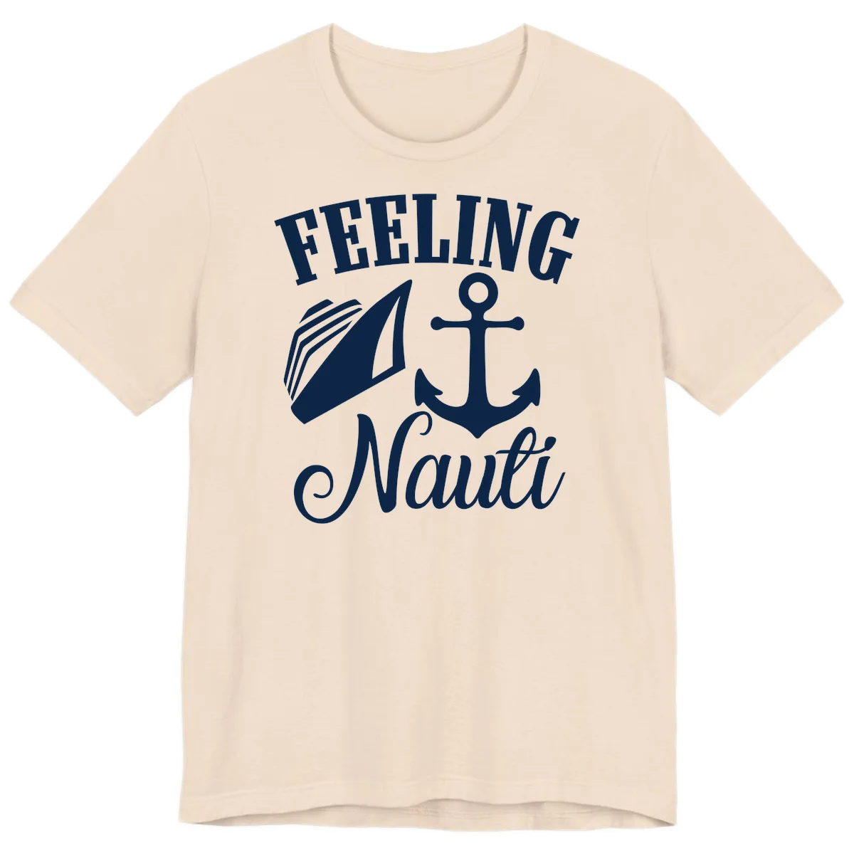 Feeling Nauti Anchor & Sailboat Premium T-Shirt in Soft Cream