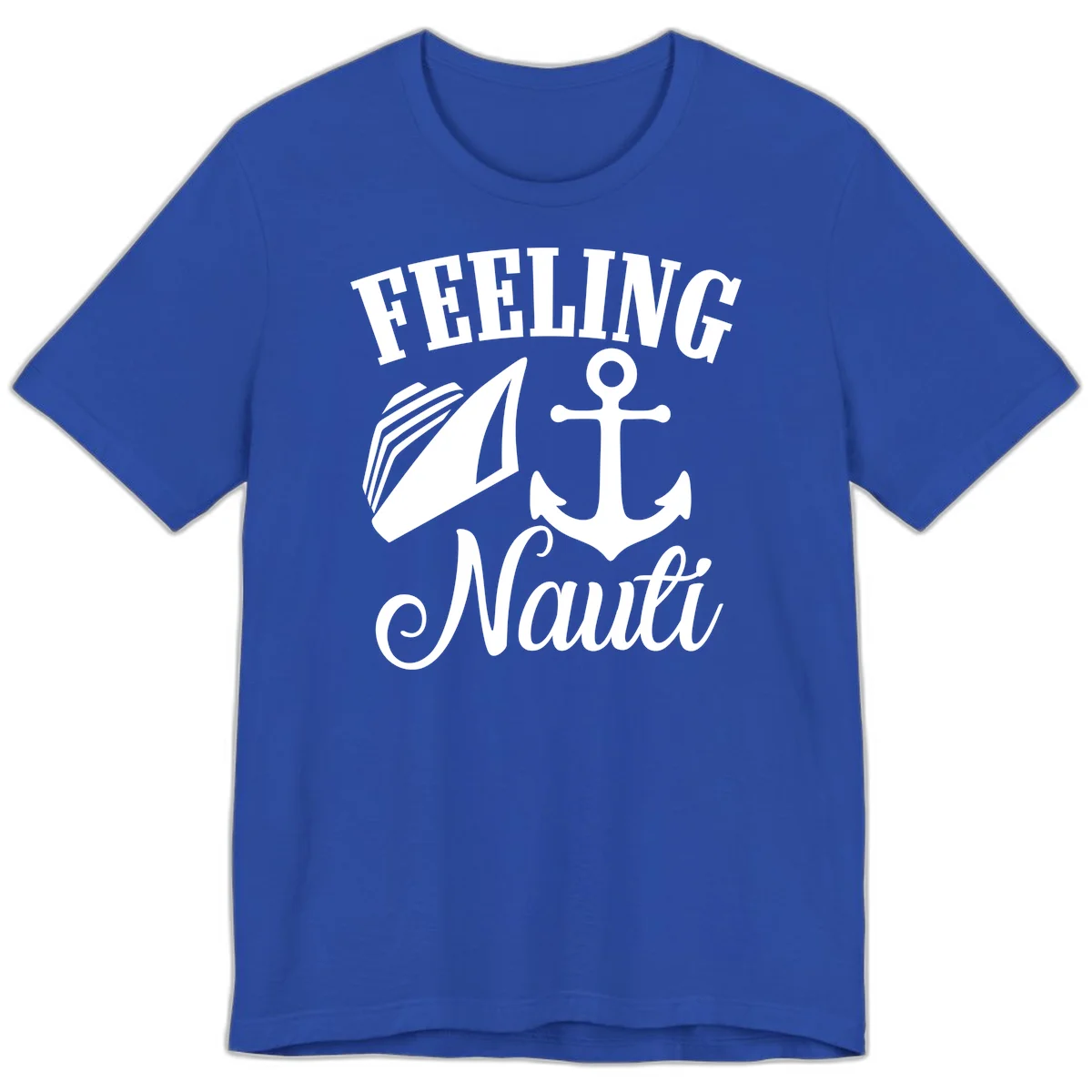 Feeling Nauti Anchor & Sailboat Premium T-Shirt in True Royal