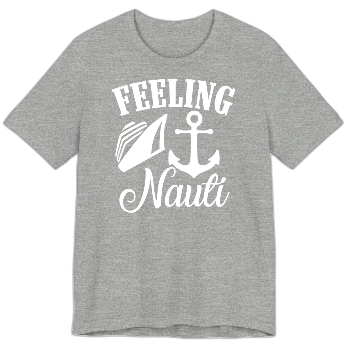 Feeling Nauti Anchor & Sailboat Premium T-Shirt in Athletic Heather