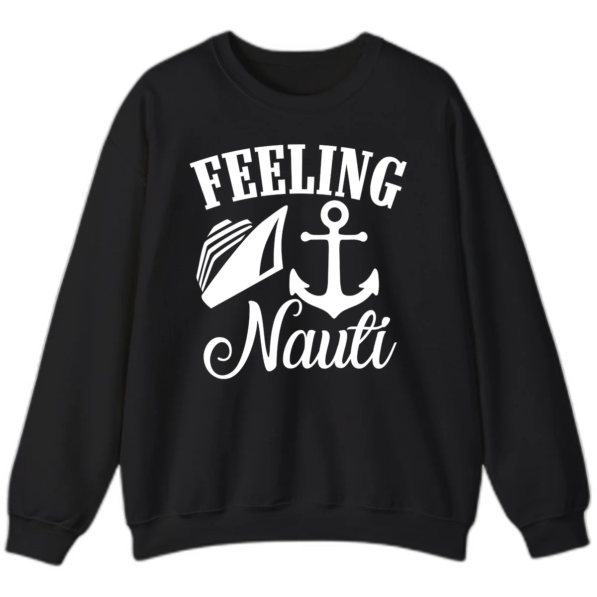 Feeling Nauti Anchor & Sailboat Sweatshirt in Black