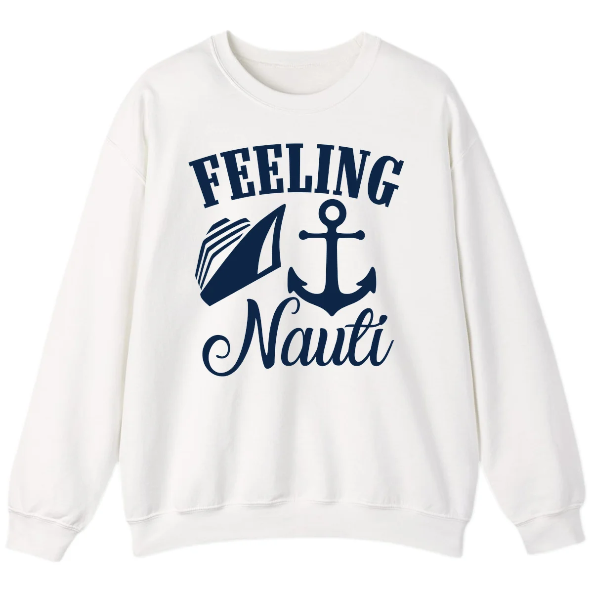 Feeling Nauti Anchor & Sailboat Sweatshirt in White