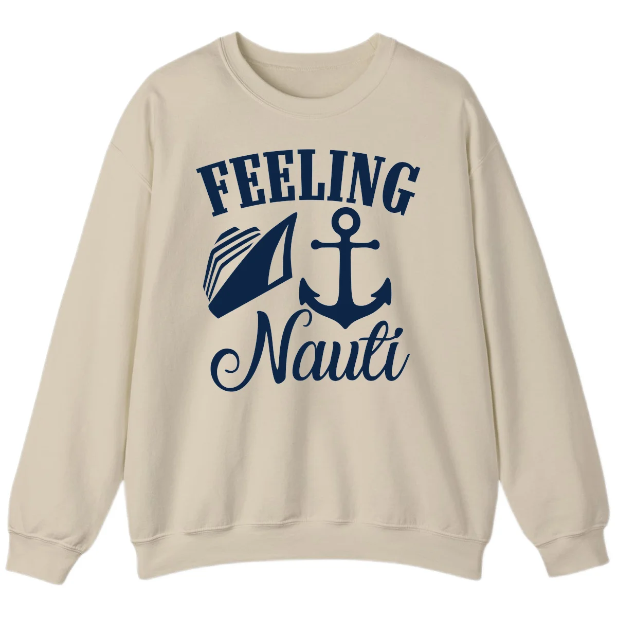 Feeling Nauti Anchor & Sailboat Sweatshirt in Sand