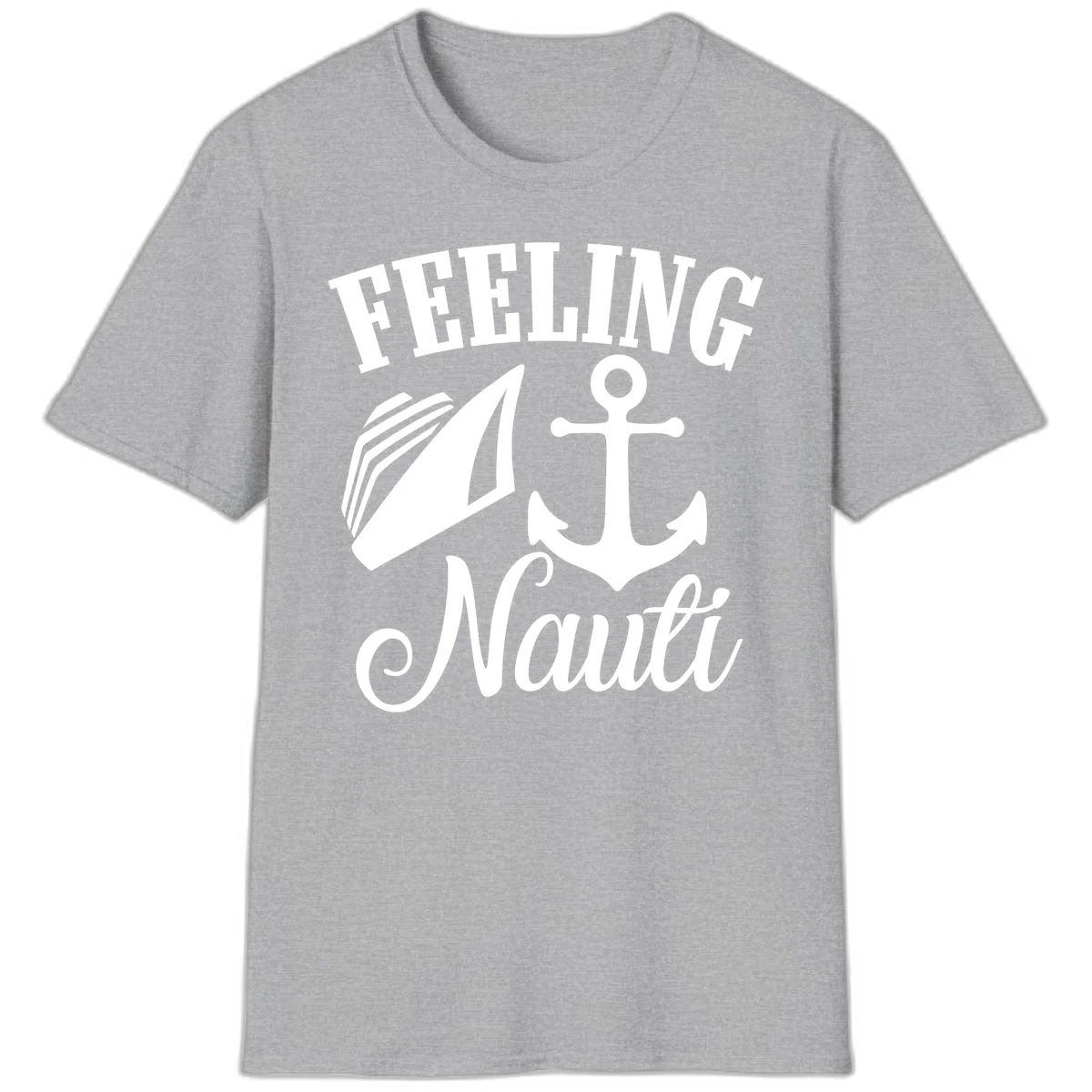 Feeling Nauti Anchor & Sailboat T-Shirt in Sport Grey