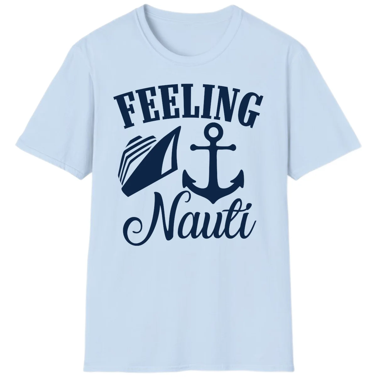 Feeling Nauti Anchor & Sailboat T-Shirt in Light Blue
