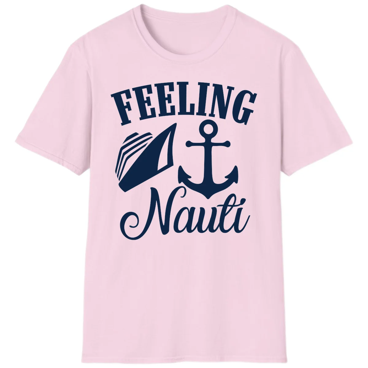 Feeling Nauti Anchor & Sailboat T-Shirt in Light Pink