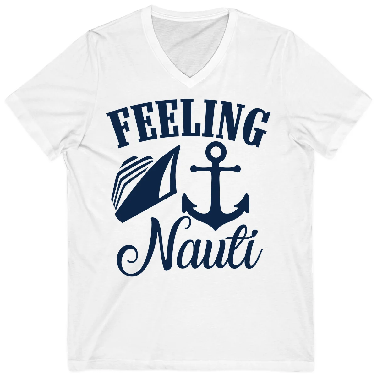 Feeling Nauti Anchor & Sailboat V-Neck in White