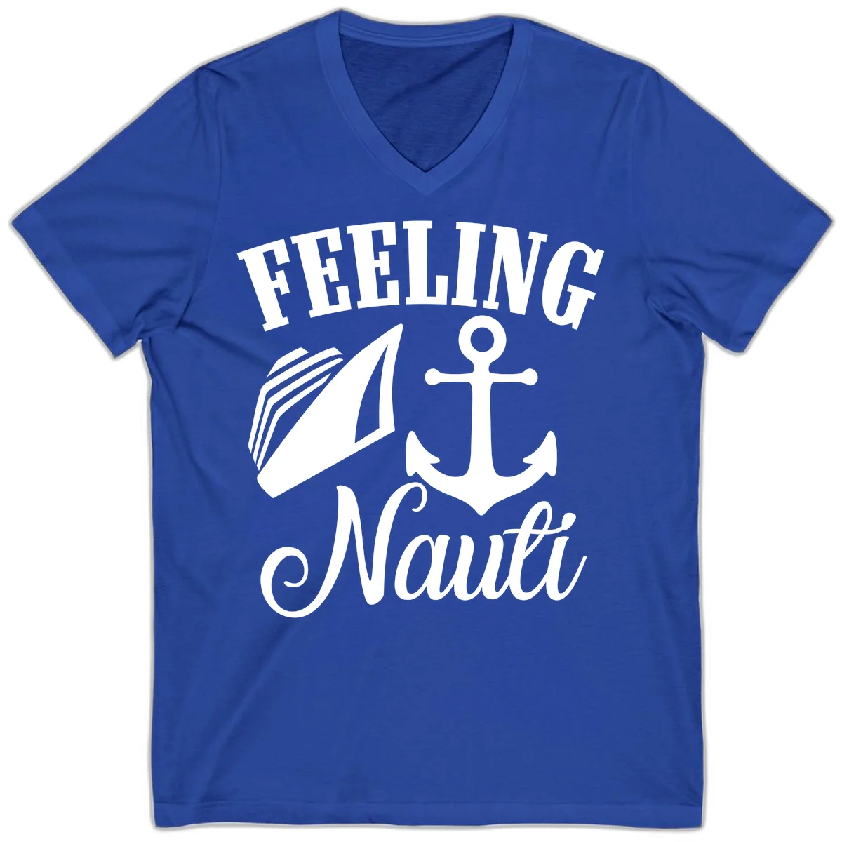 Feeling Nauti Anchor & Sailboat V-Neck in True Royal
