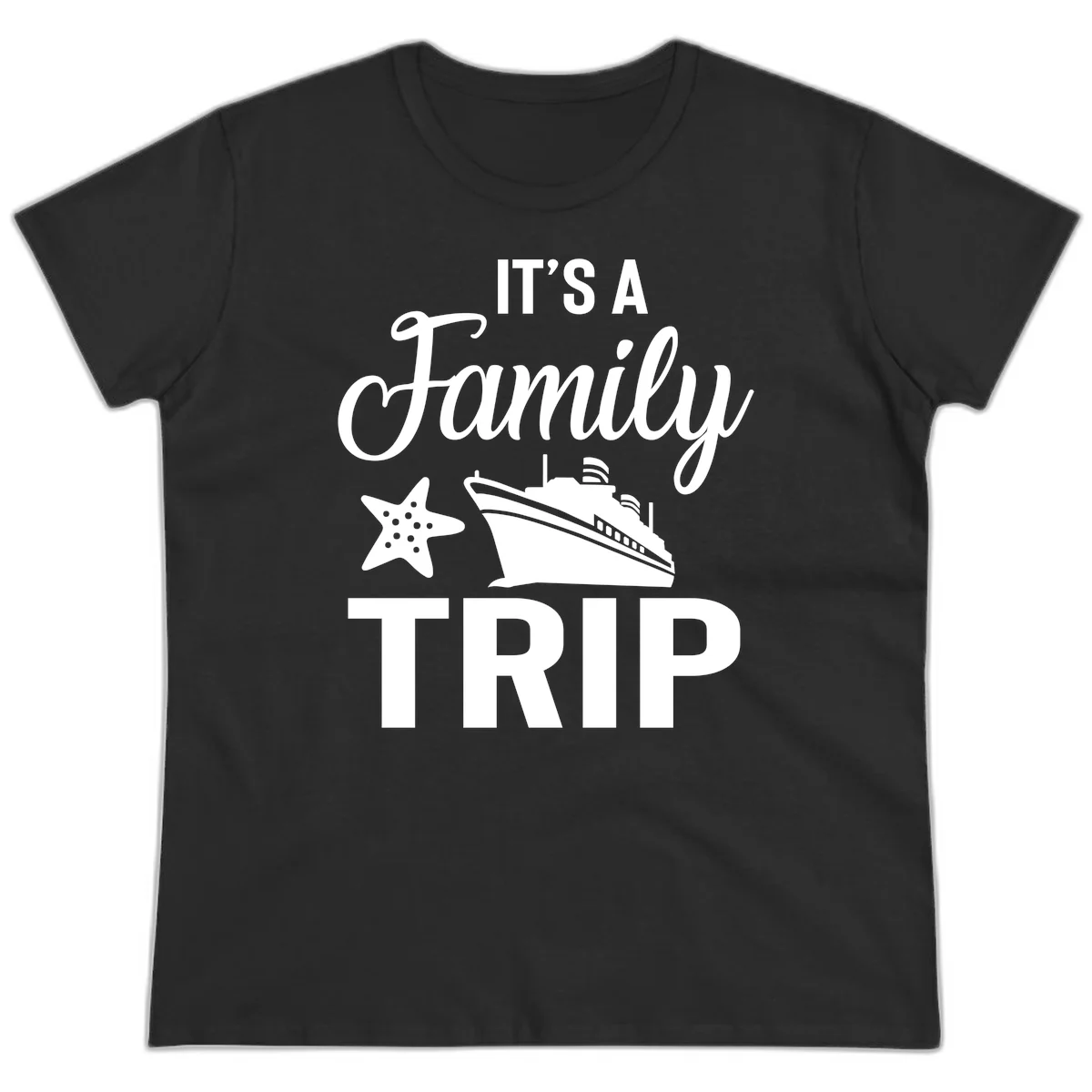 It's A Family Trip Ladies Tee in Black