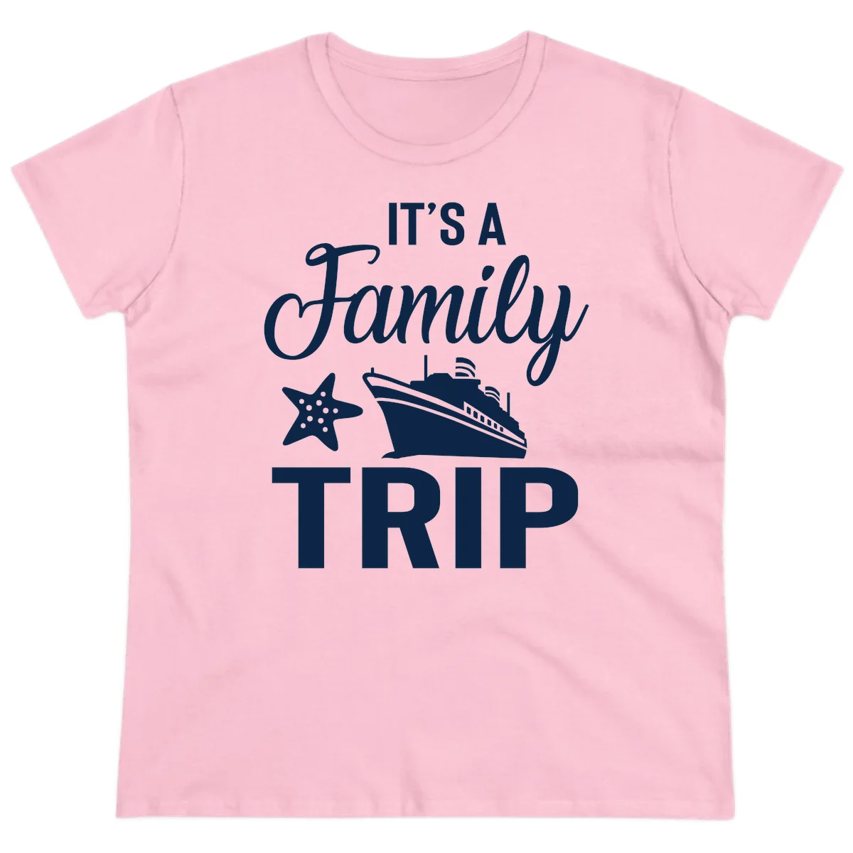 It's A Family Trip Ladies Tee in Light Pink