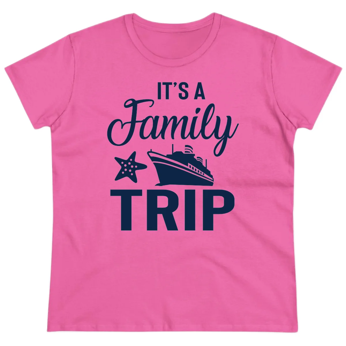 It's A Family Trip Ladies Tee in Azalea