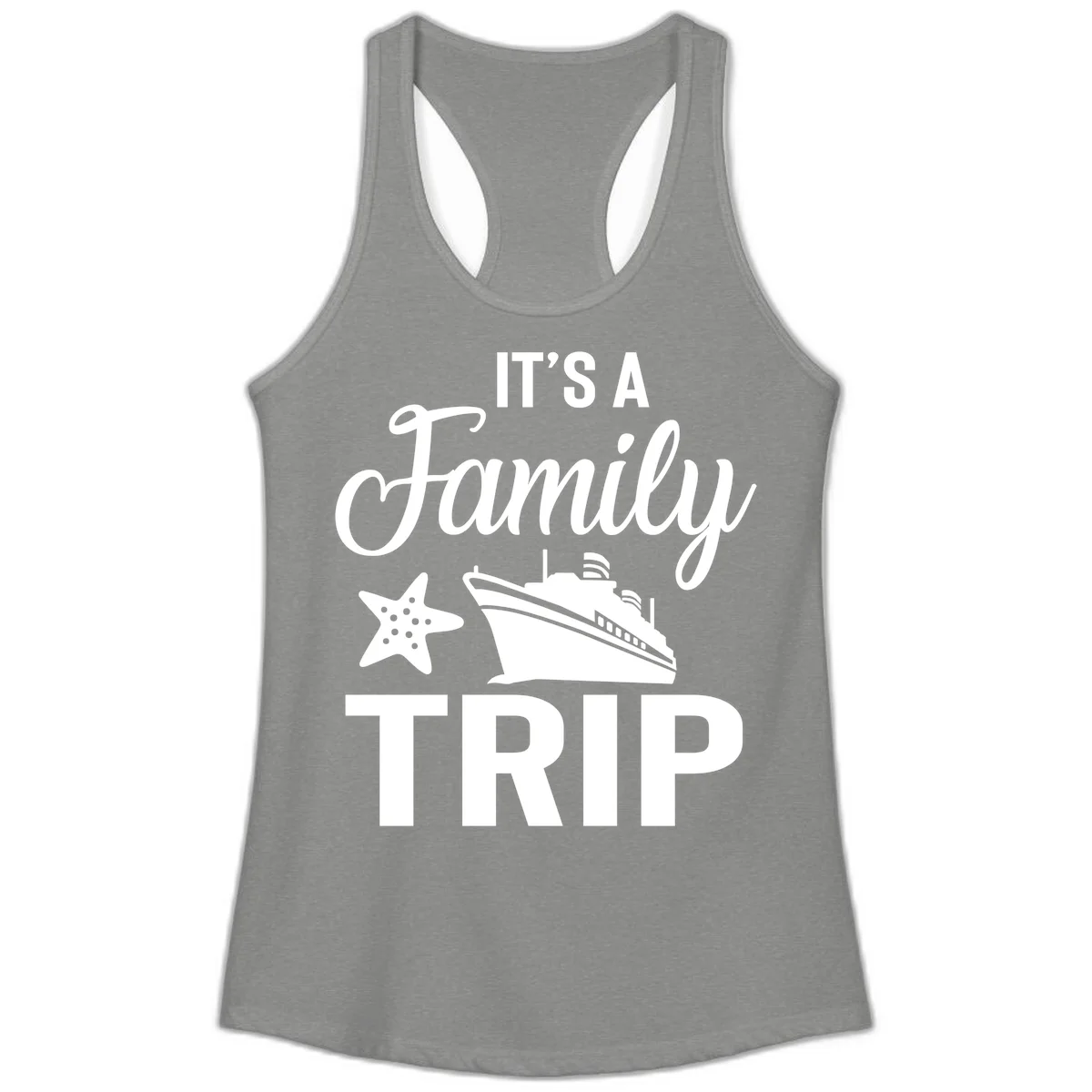 It's A Family Trip Ladies Tank in Heather Grey