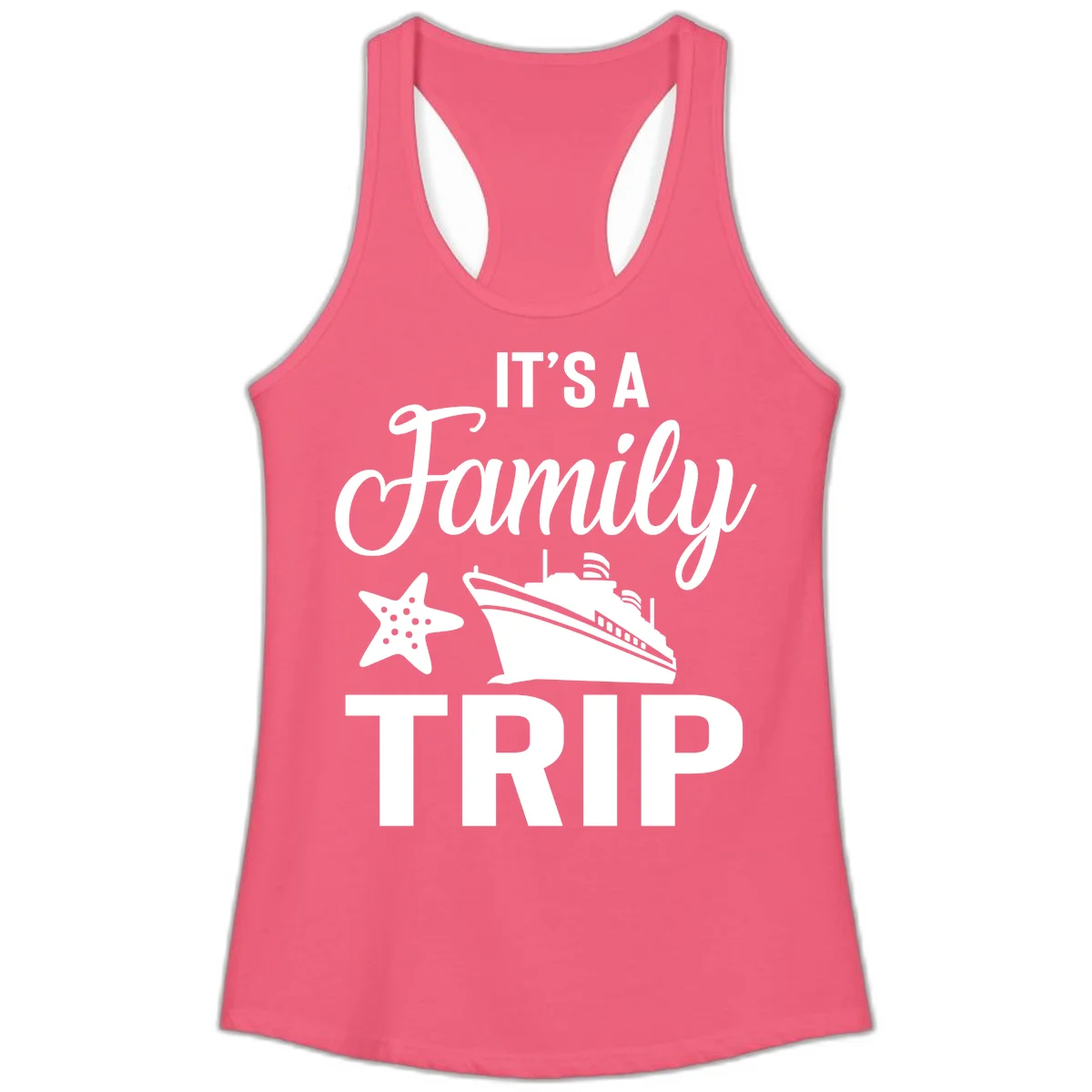 It's A Family Trip Ladies Tank in Hot Pink