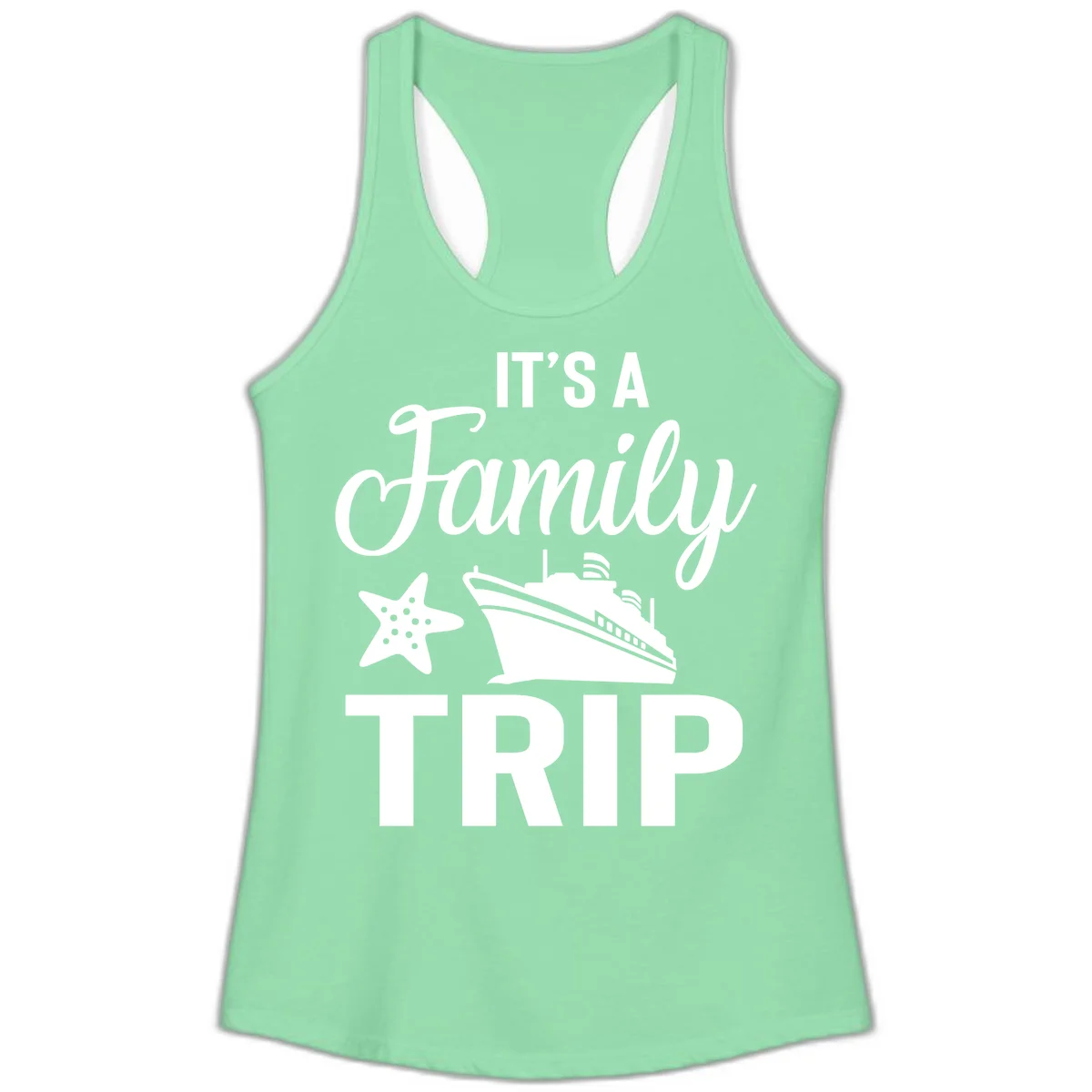 It's A Family Trip Ladies Tank in Solid Mint