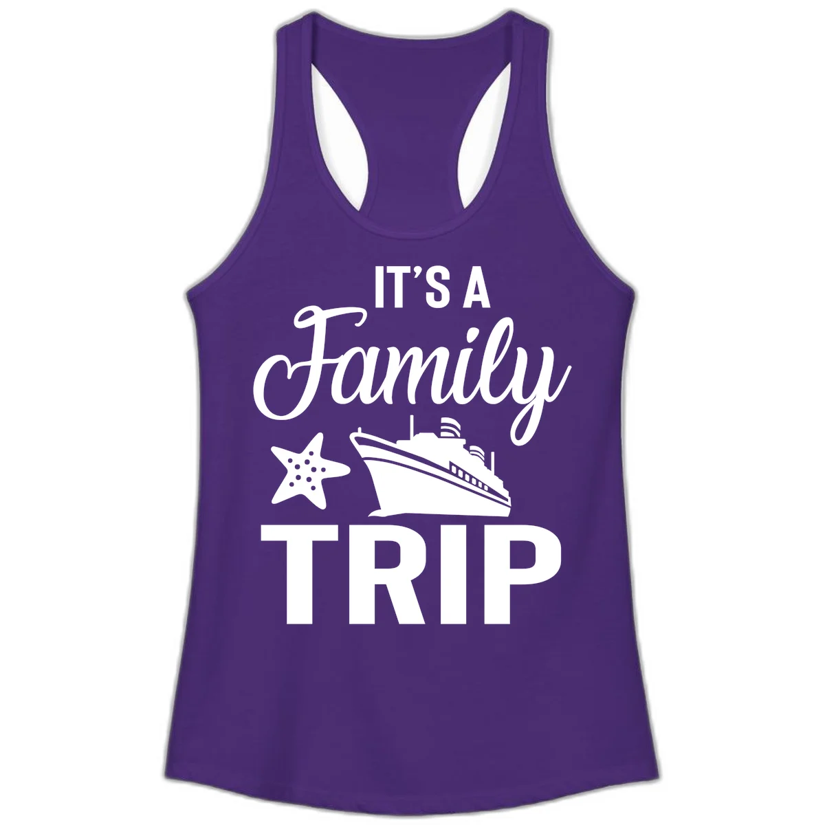 It's A Family Trip Ladies Tank in Solid Purple Rush