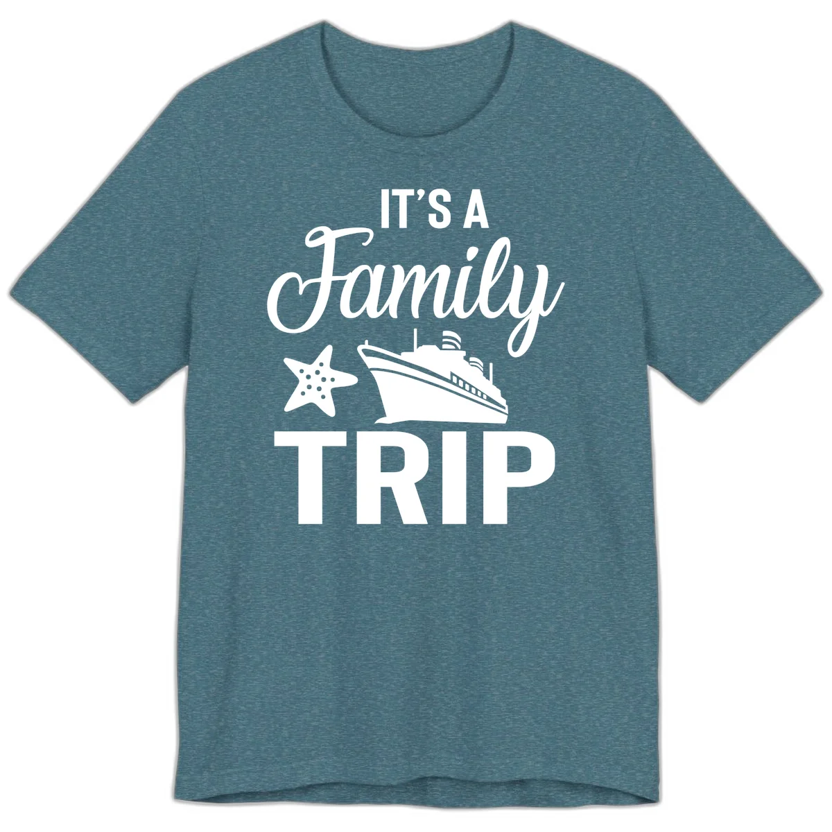 It's A Family Trip Premium T-Shirt in Heather Deep Teal