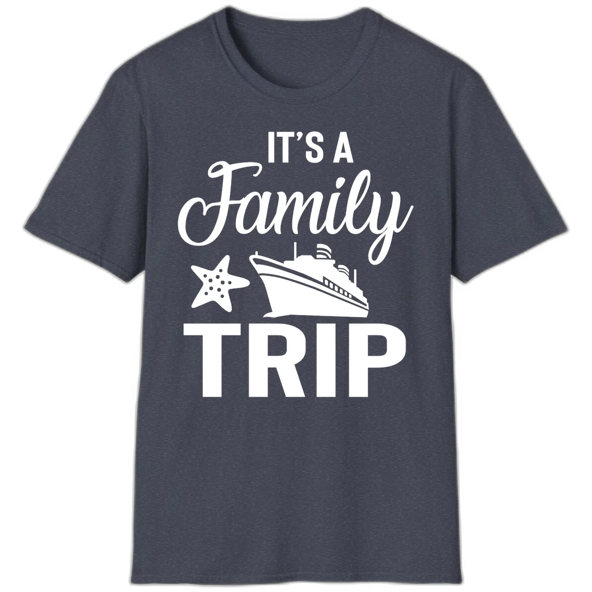 It's A Family Trip T-Shirt in Heather Navy
