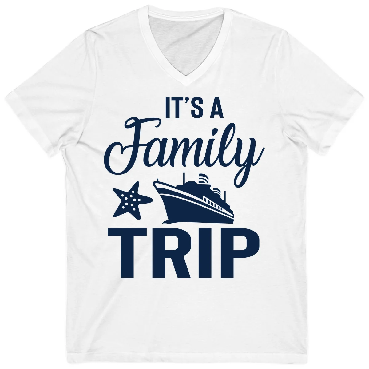 It's A Family Trip V-Neck in White