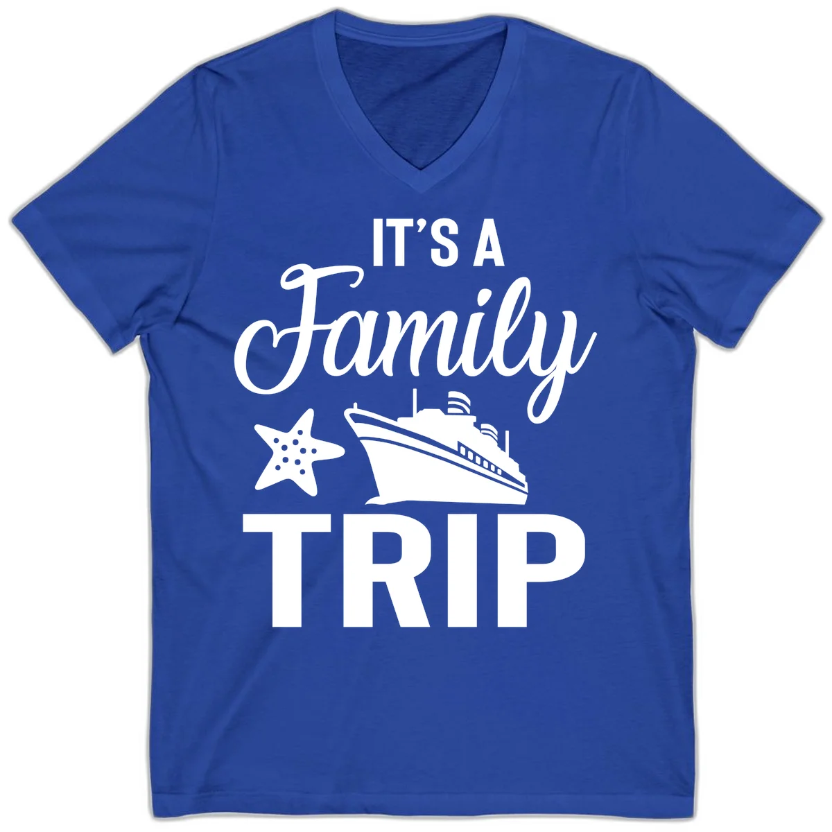 It's A Family Trip V-Neck in True Royal