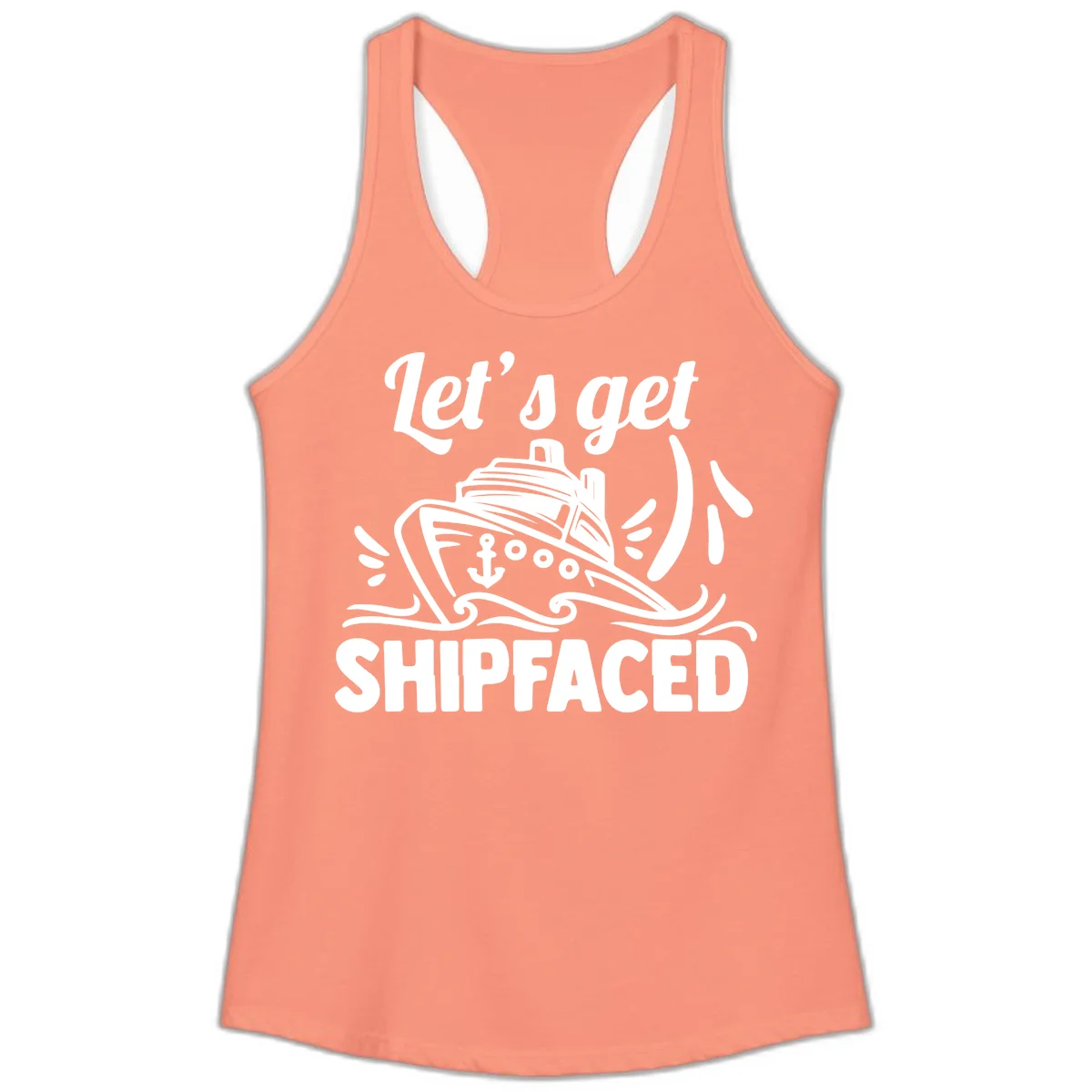 Let's Get Shipfaced Ladies Tank in Solid Light Orange