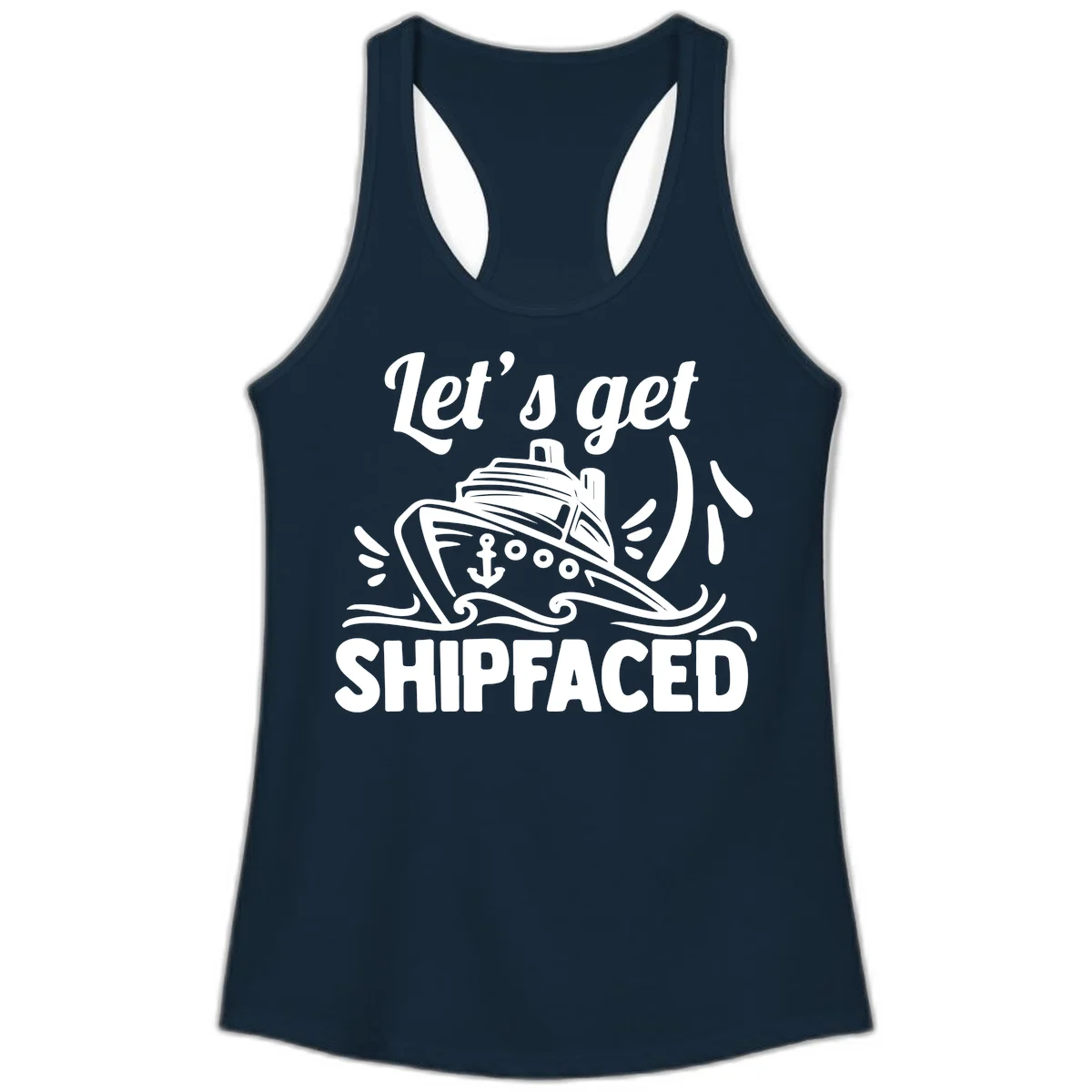 Let's Get Shipfaced Ladies Tank in Solid Midnight Navy