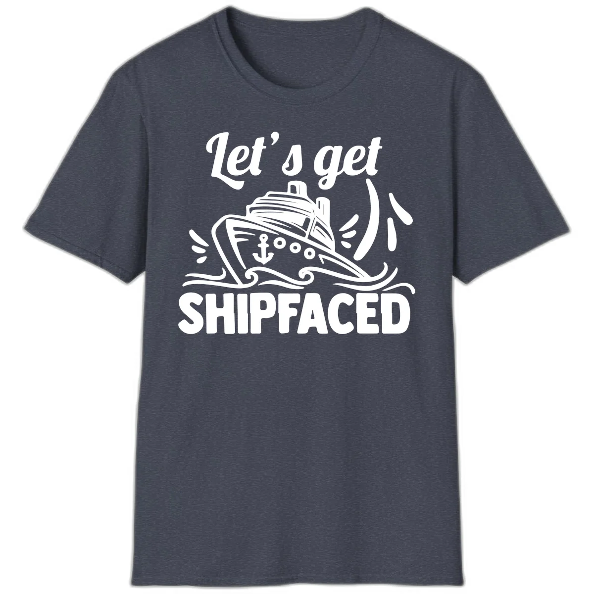 Let's Get Shipfaced T-Shirt in Heather Navy
