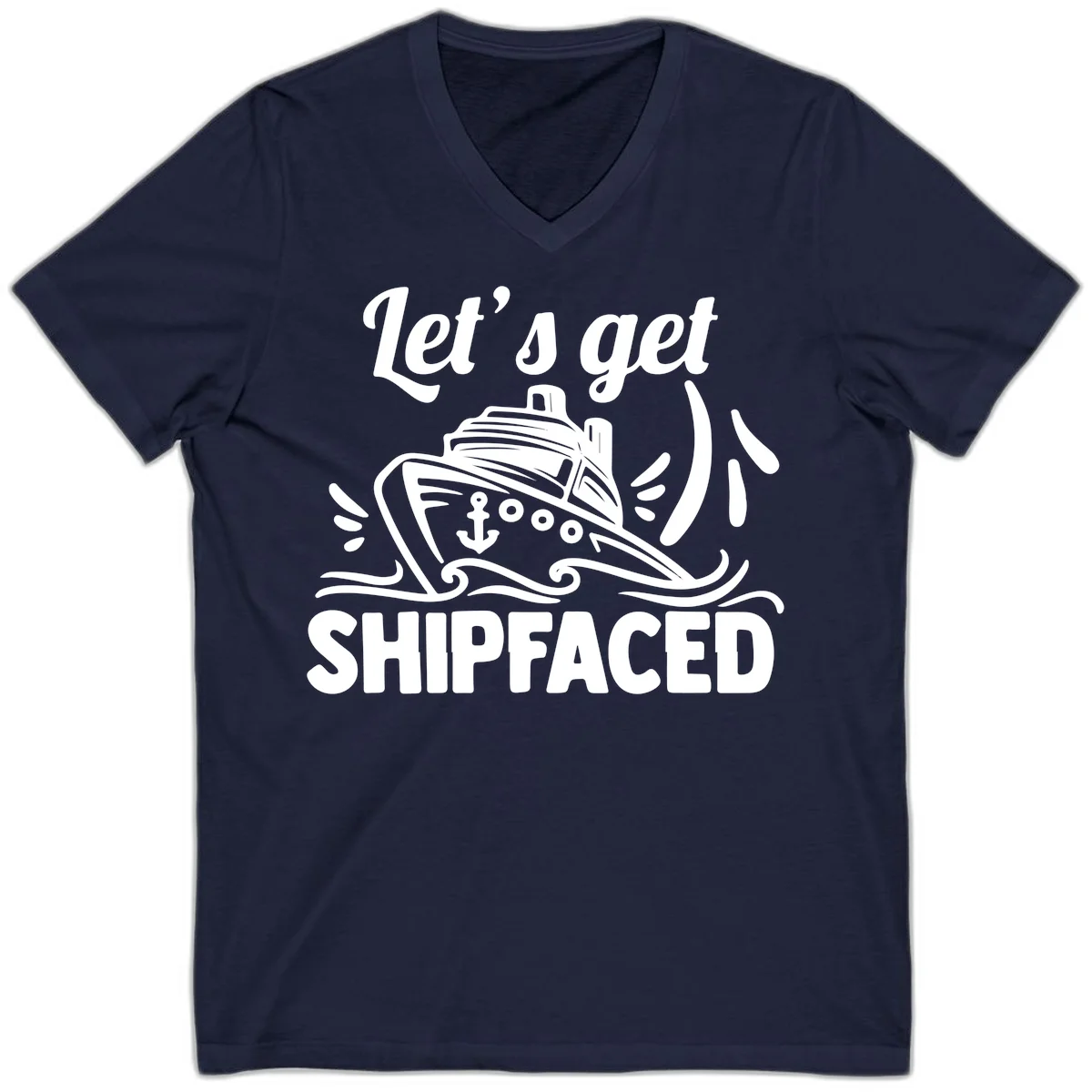 Let's Get Shipfaced V-Neck in Navy