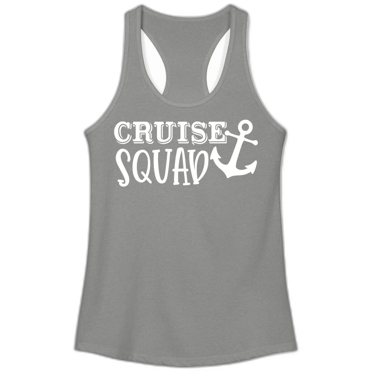 Cruise Squad Anchor Ladies Tank Top in Heather Grey
