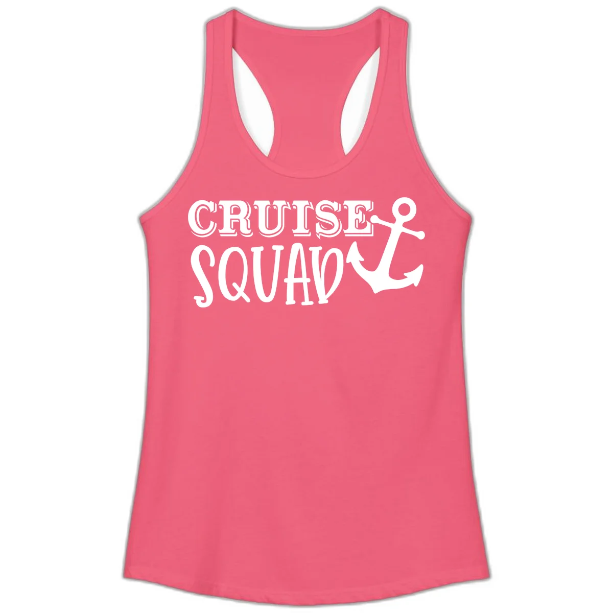 Cruise Squad Anchor Ladies Tank Top in Hot Pink