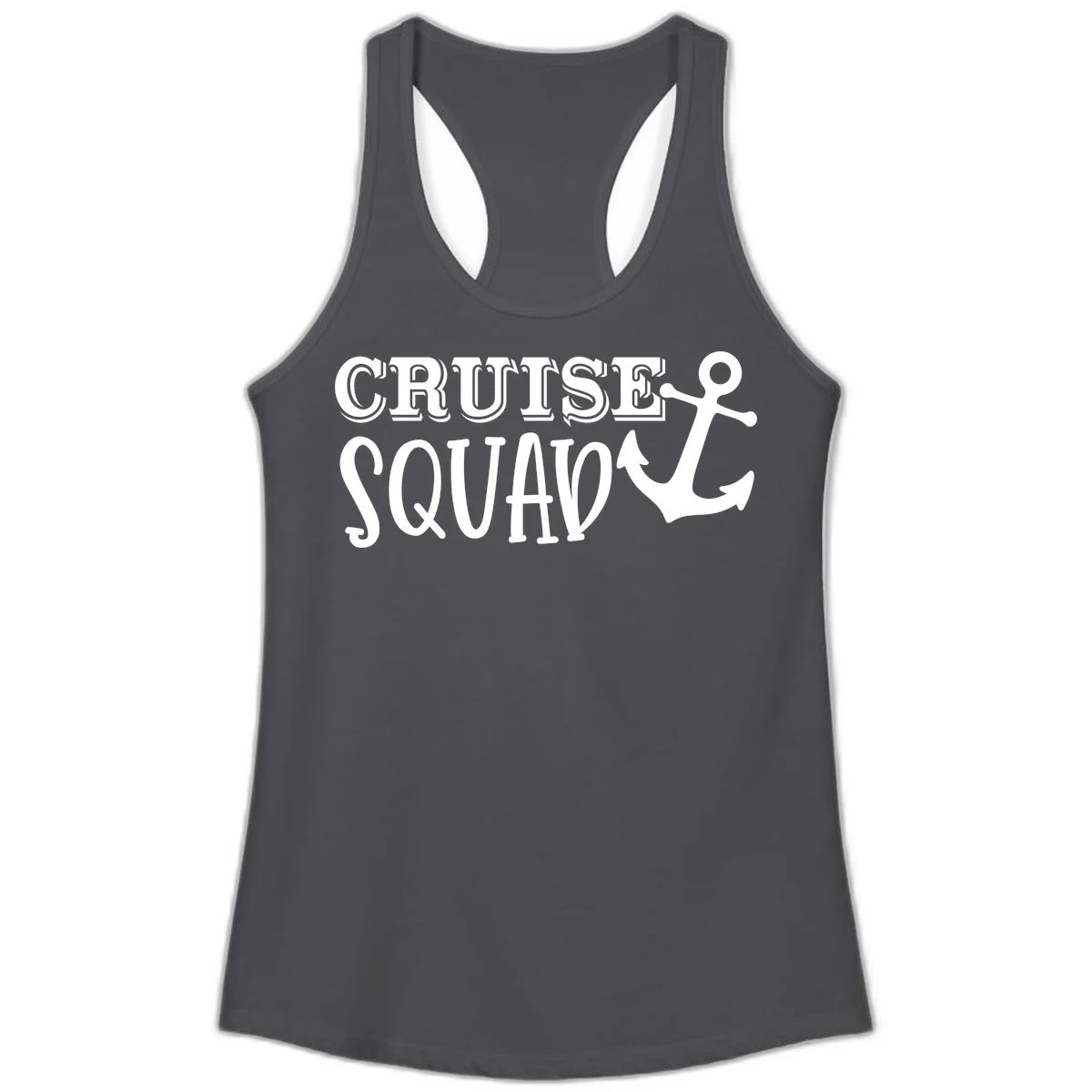 Cruise Squad Anchor Ladies Tank Top in Solid Dark Gray