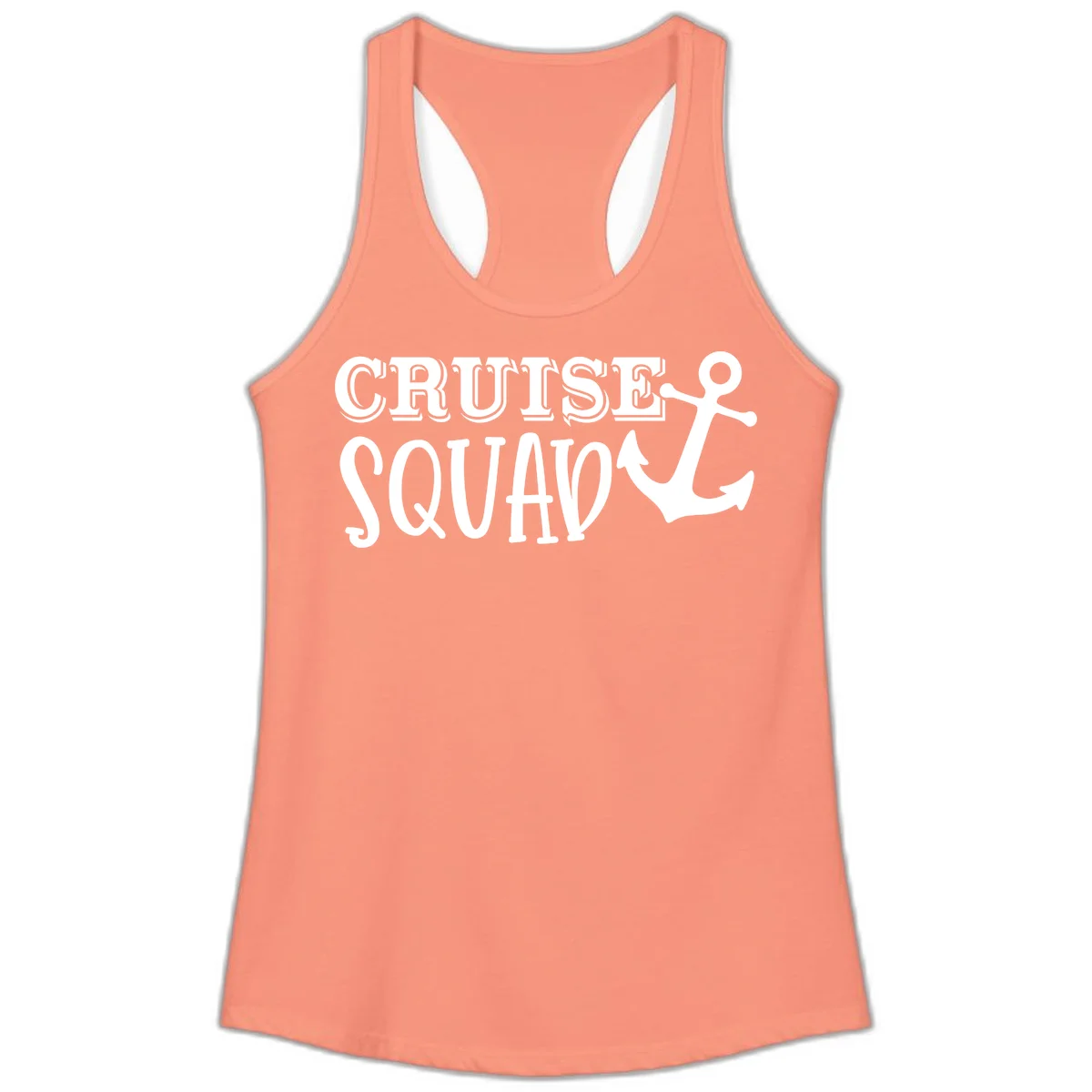 Cruise Squad Anchor Ladies Tank Top in Solid Light Orange