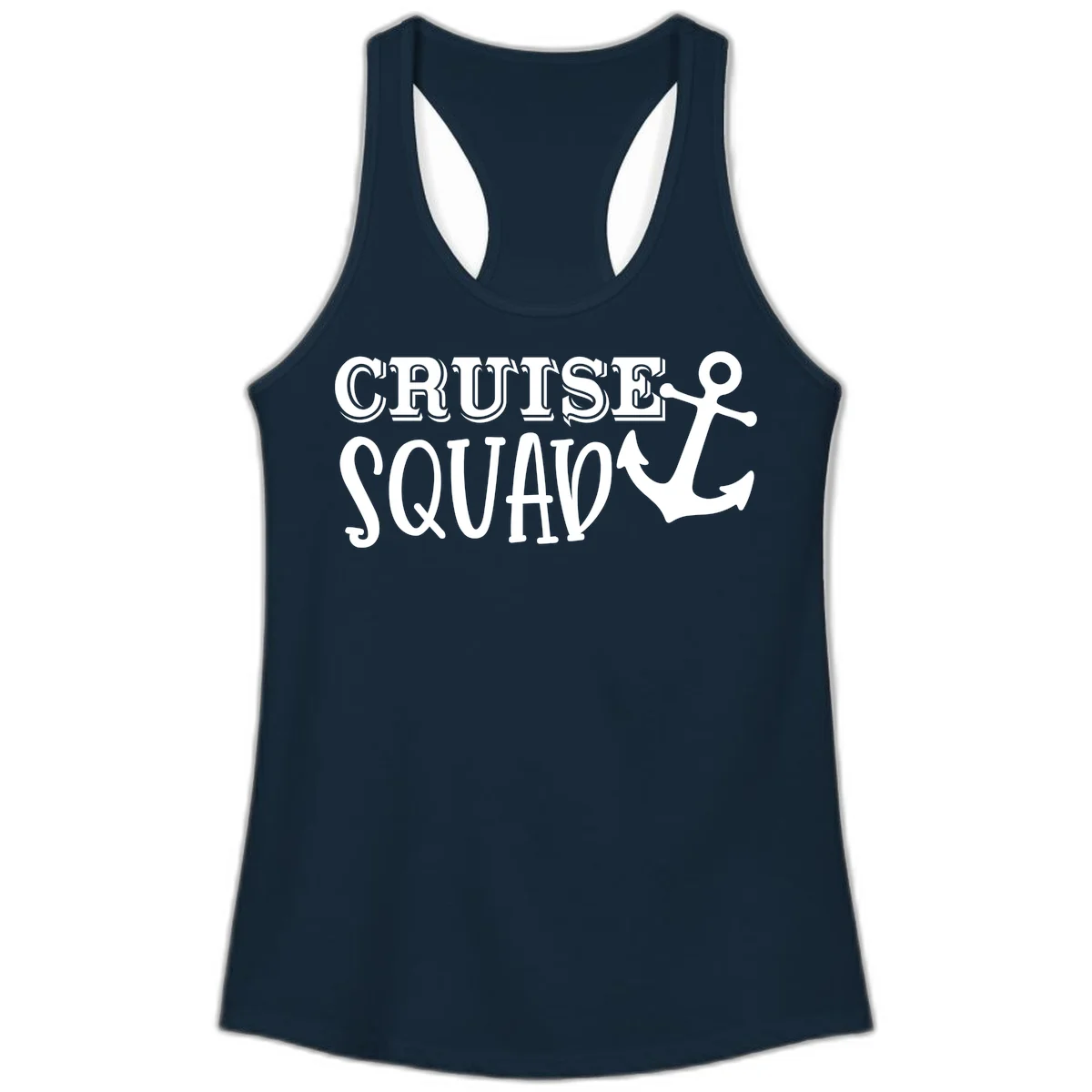 Cruise Squad Anchor Ladies Tank Top in Solid Midnight Navy