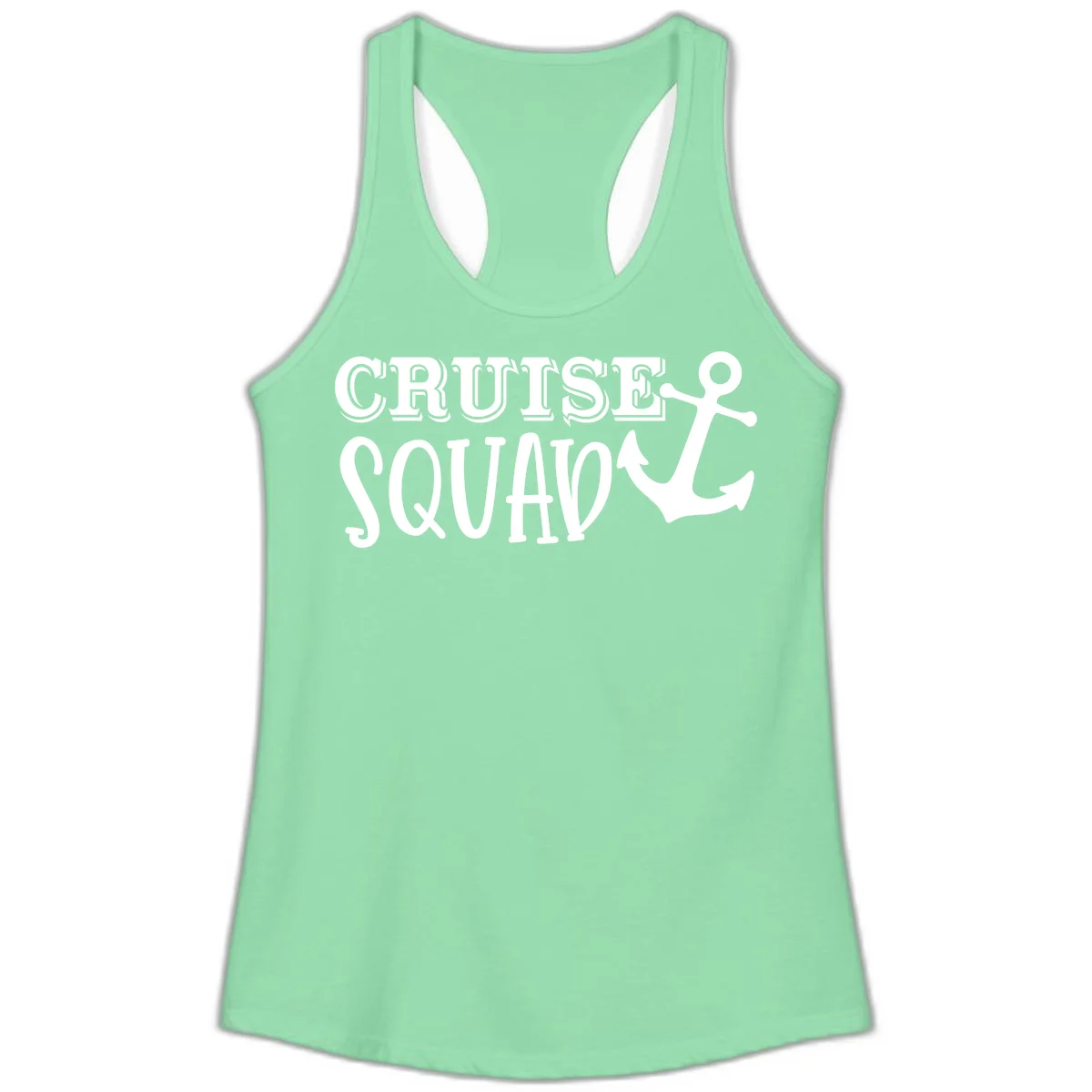 Cruise Squad Anchor Ladies Tank Top in Solid Mint