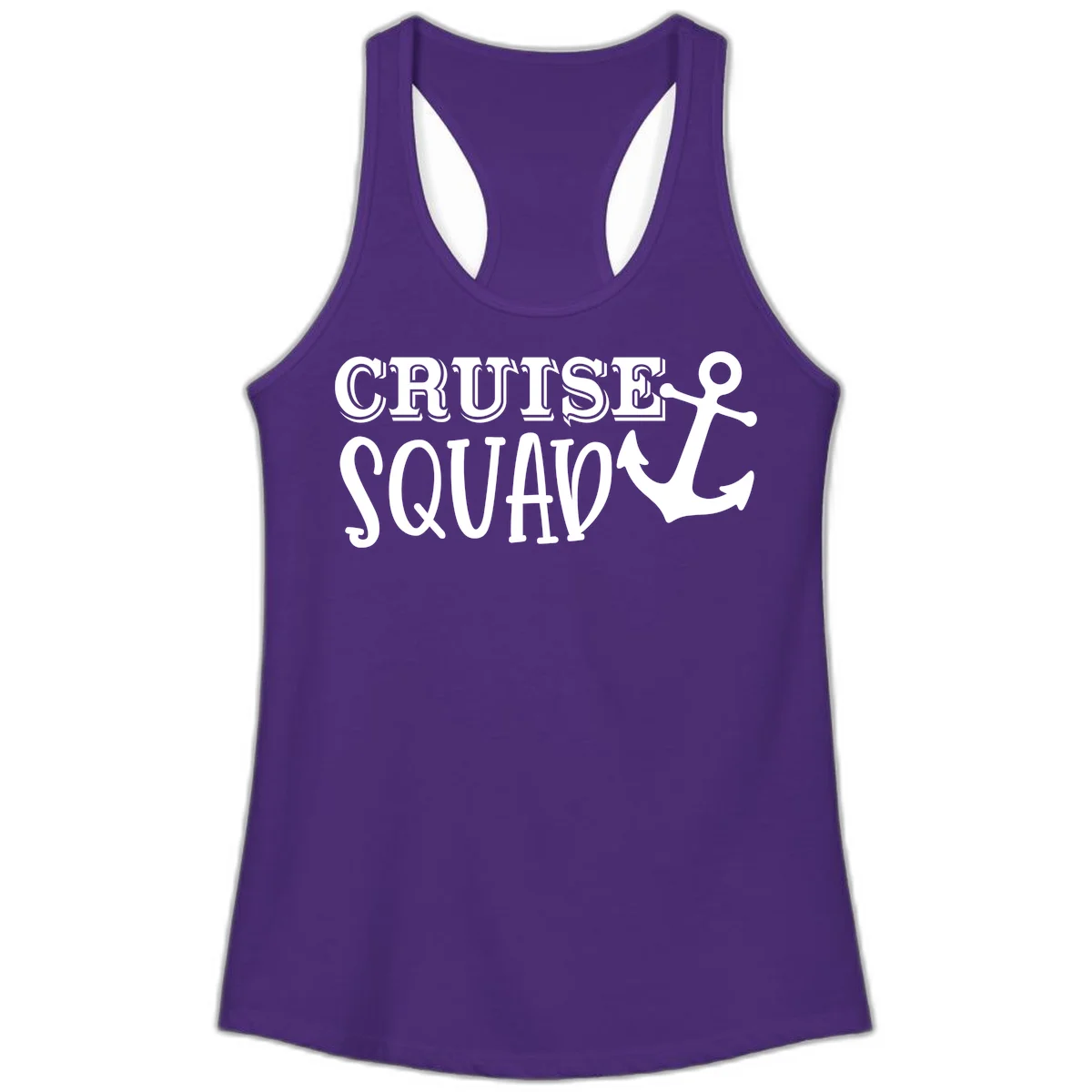 Cruise Squad Anchor Ladies Tank Top in Solid Purple Rush