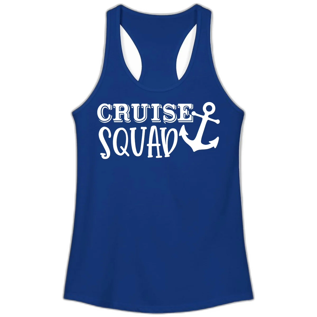 Cruise Squad Anchor Ladies Tank Top in Solid Royal