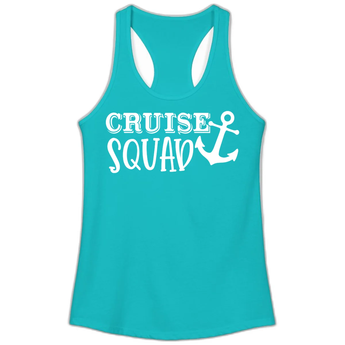 Cruise Squad Anchor Ladies Tank Top in Tahiti Blue